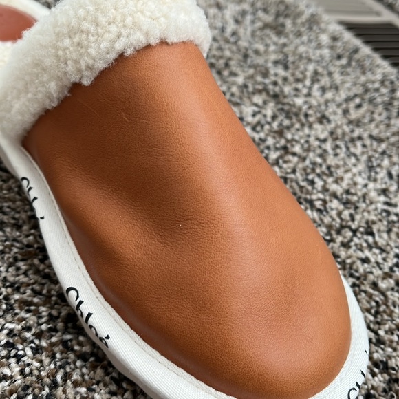 Chloe Shearling Woody Logo Slippers, never worn - Picture 7 of 8